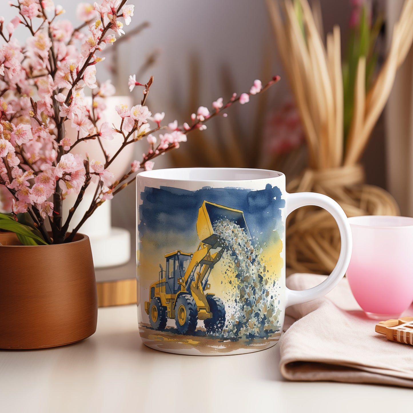 Hrnek s nakladačem při práci