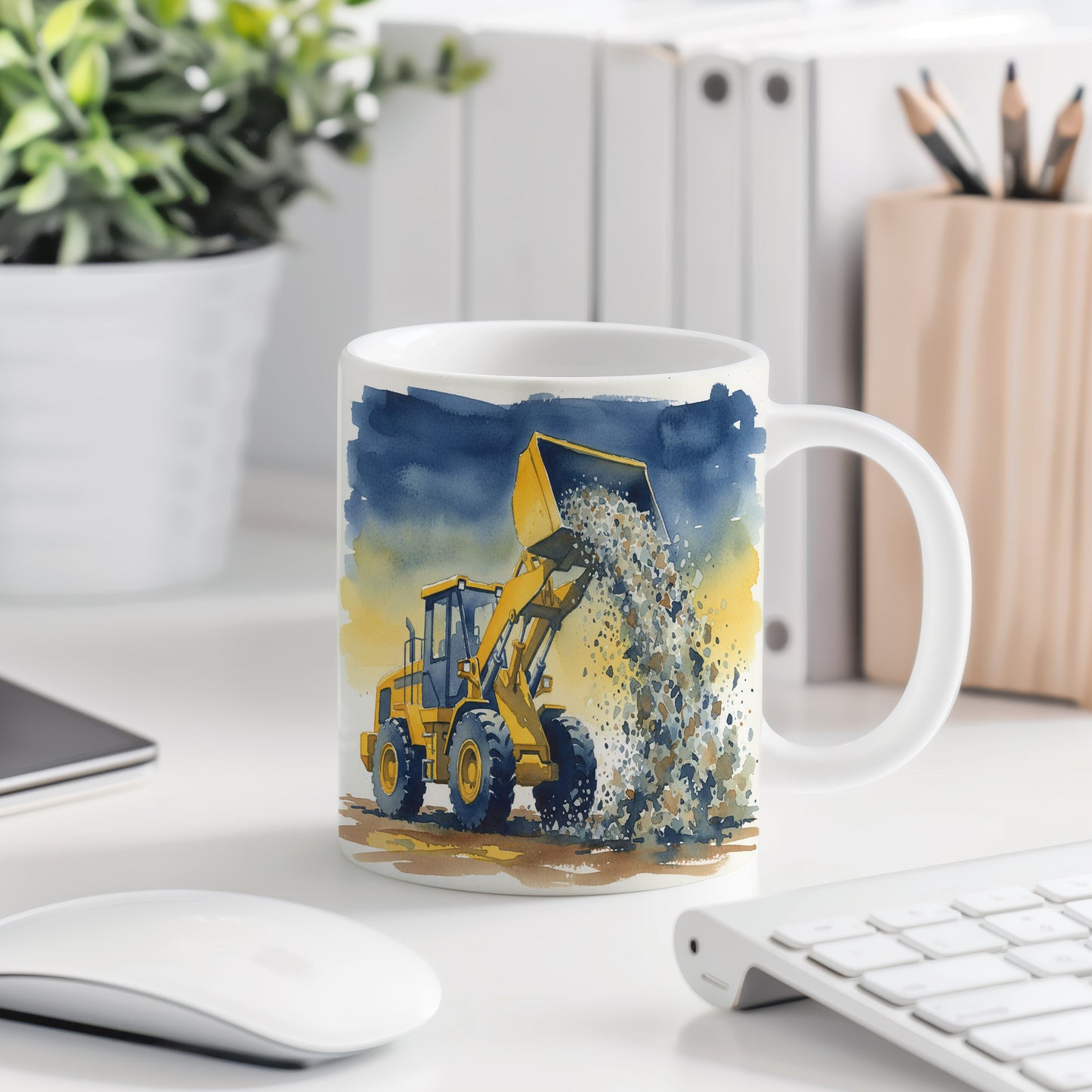 Hrnek s nakladačem při práci