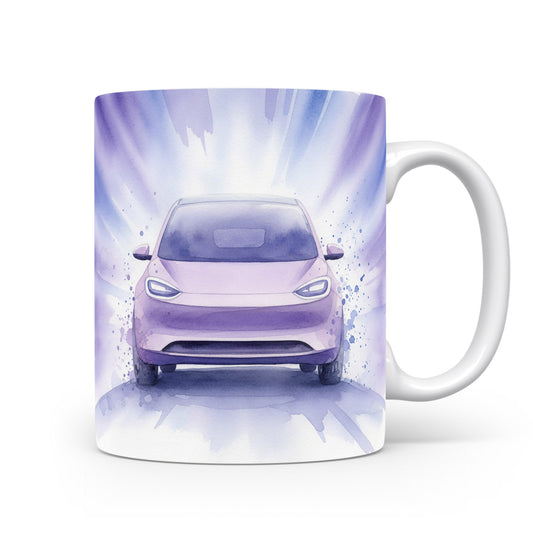 Akvarel futuristického auta na hrnku