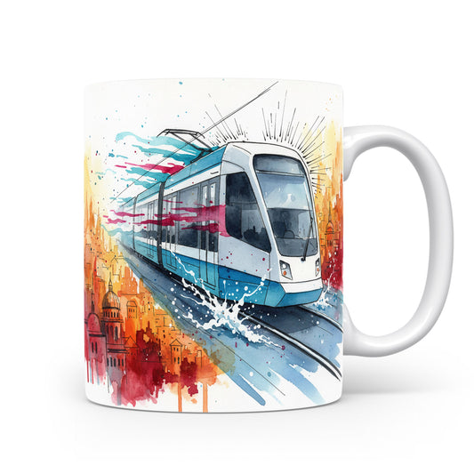 Hrnek s akvarelovou tramvají