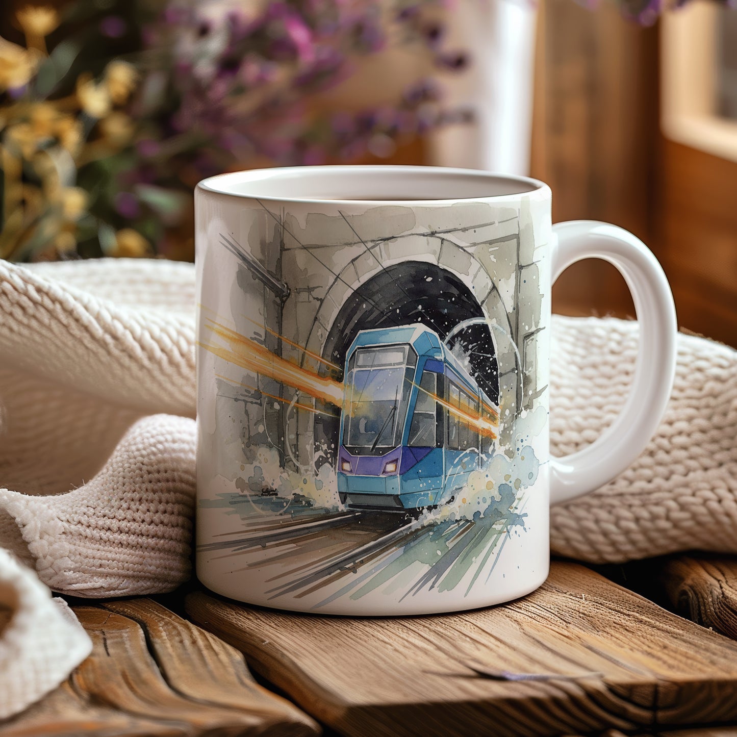 Hrnek s tramvají v tunelu