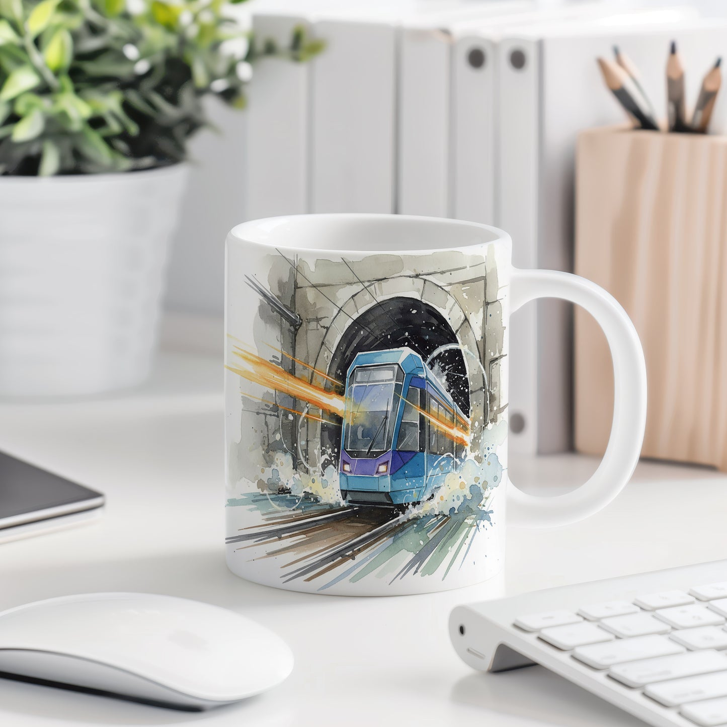 Hrnek s tramvají v tunelu