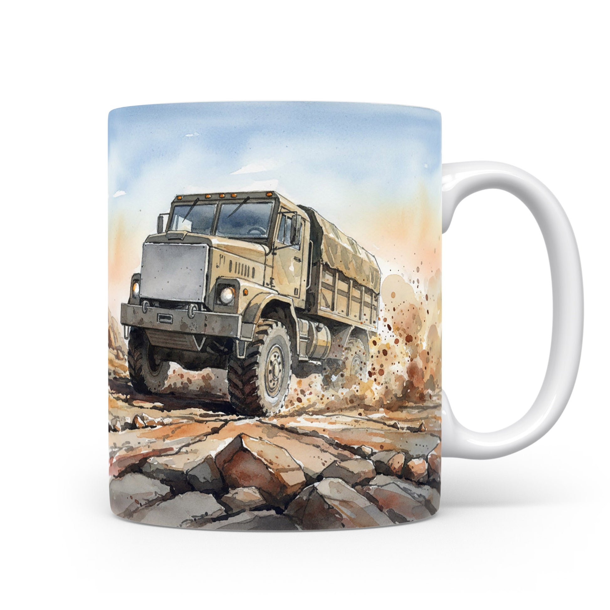 Hrnek s náklaďákem v terénu