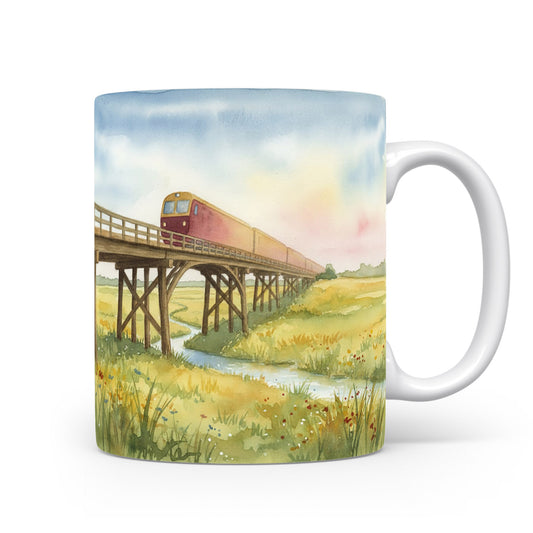 Akvarelový vlak na mostě