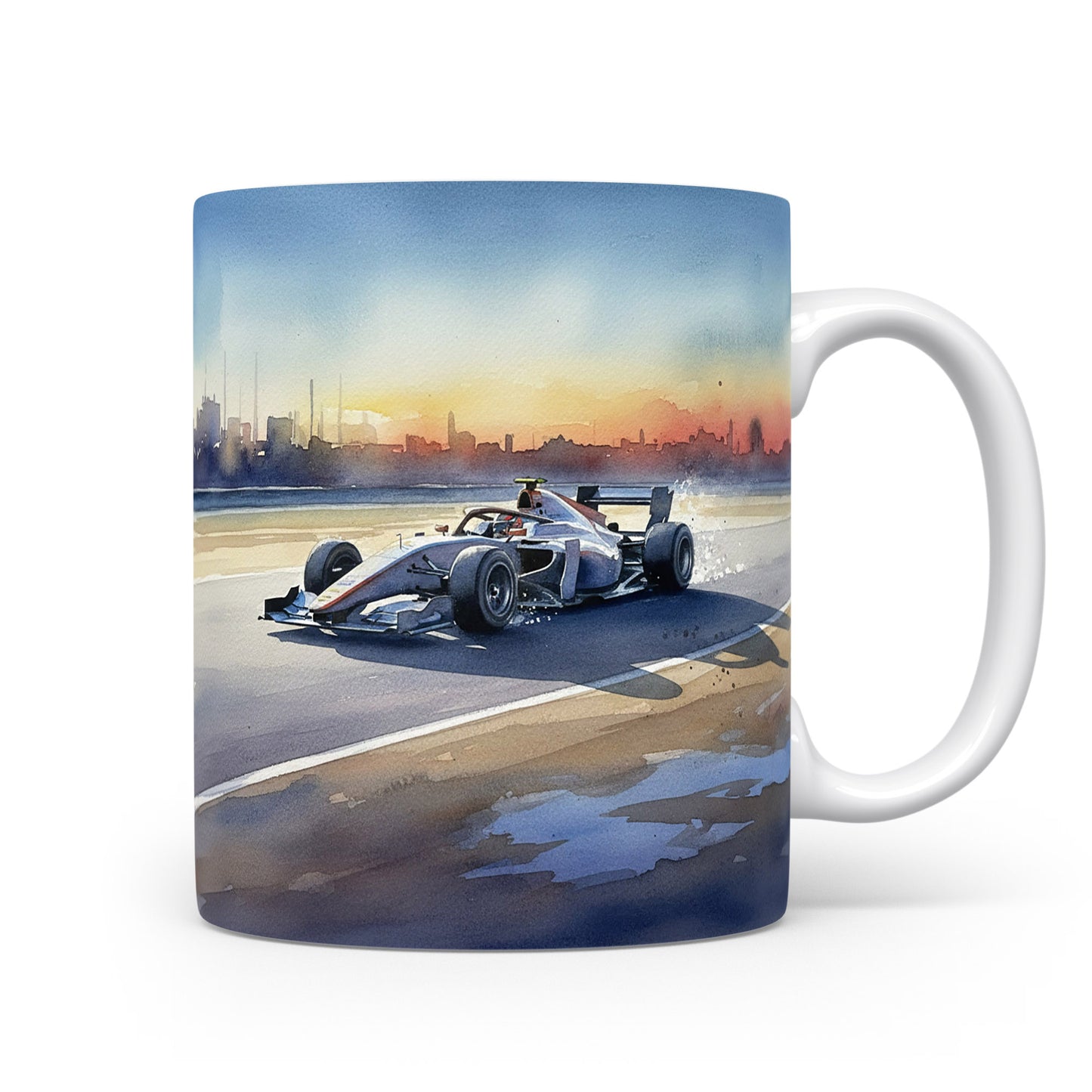 Hrnek s formulí při západu slunce