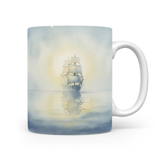 Akvarelová plachetnice v mlze