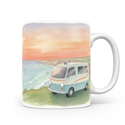 Karavan nad útesy v akvarelovém stylu