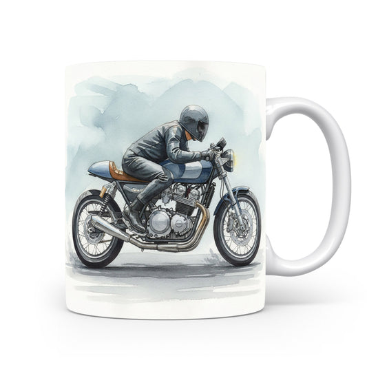 Motorkář na cestě v akvarelu