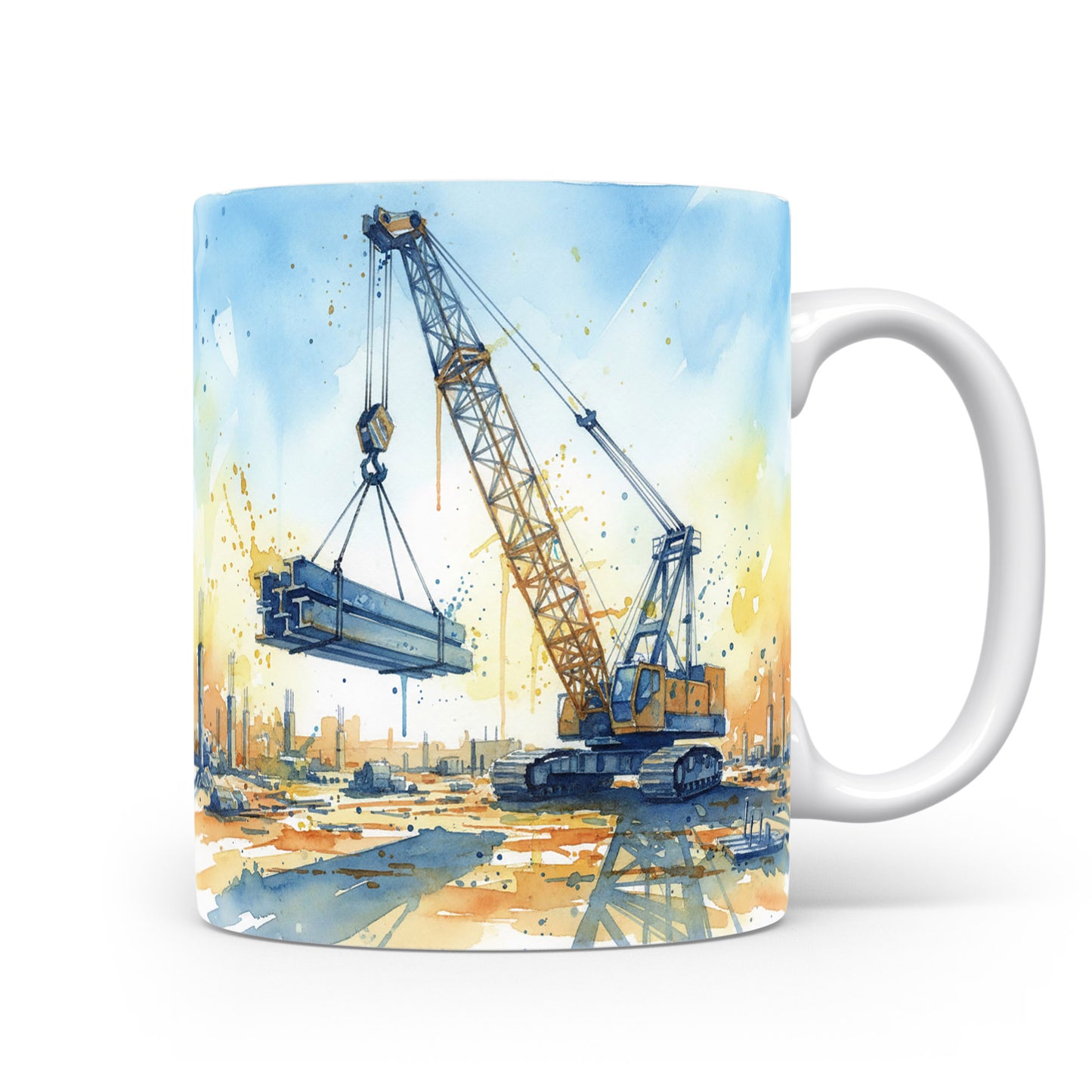 Akvarelový jeřáb na rozbřesku