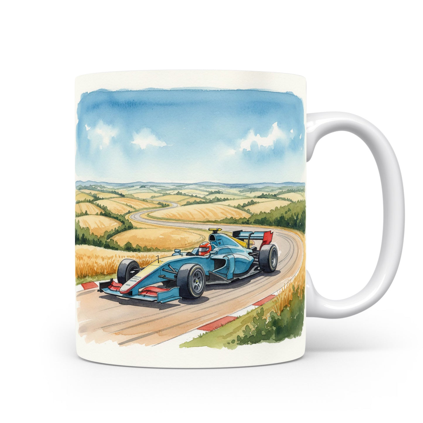 Formule na venkovské silnici v akvarelu