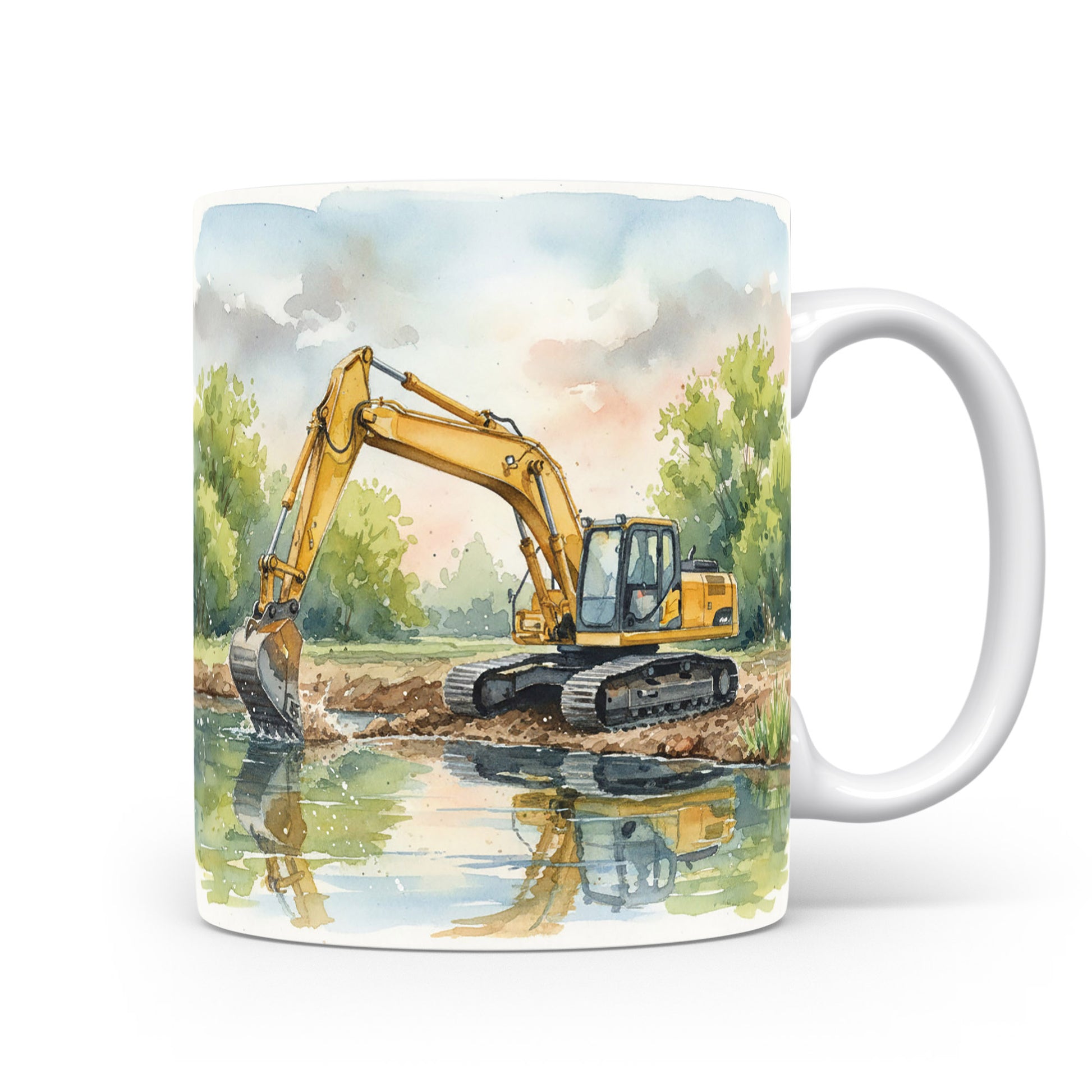 Hrnek s bagrem u řeky