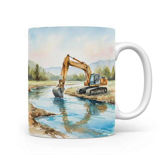 Hrnek s akvarelem bagru u potoka