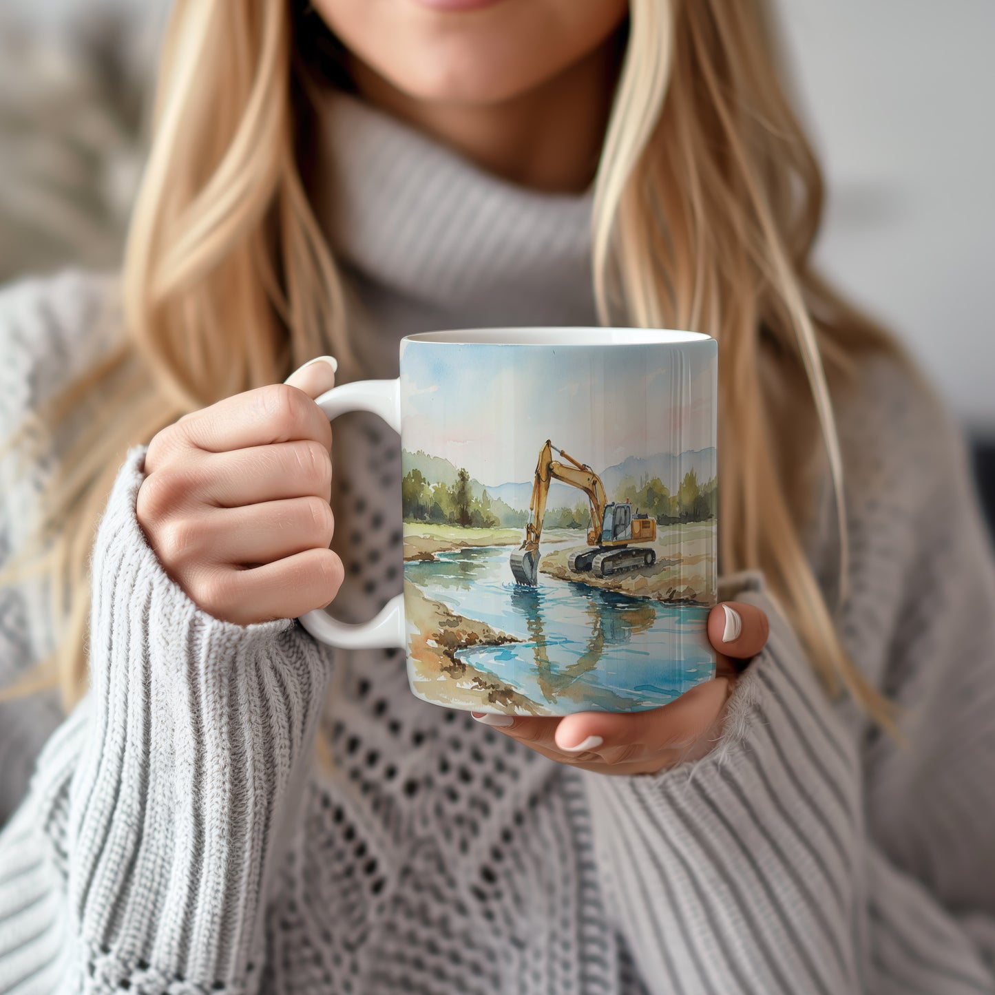 Hrnek s bagrem u potoka