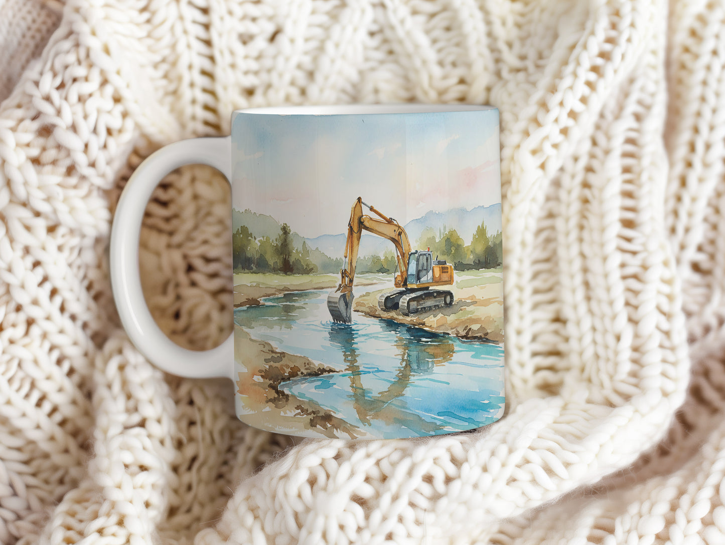 Hrnek s bagrem u potoka