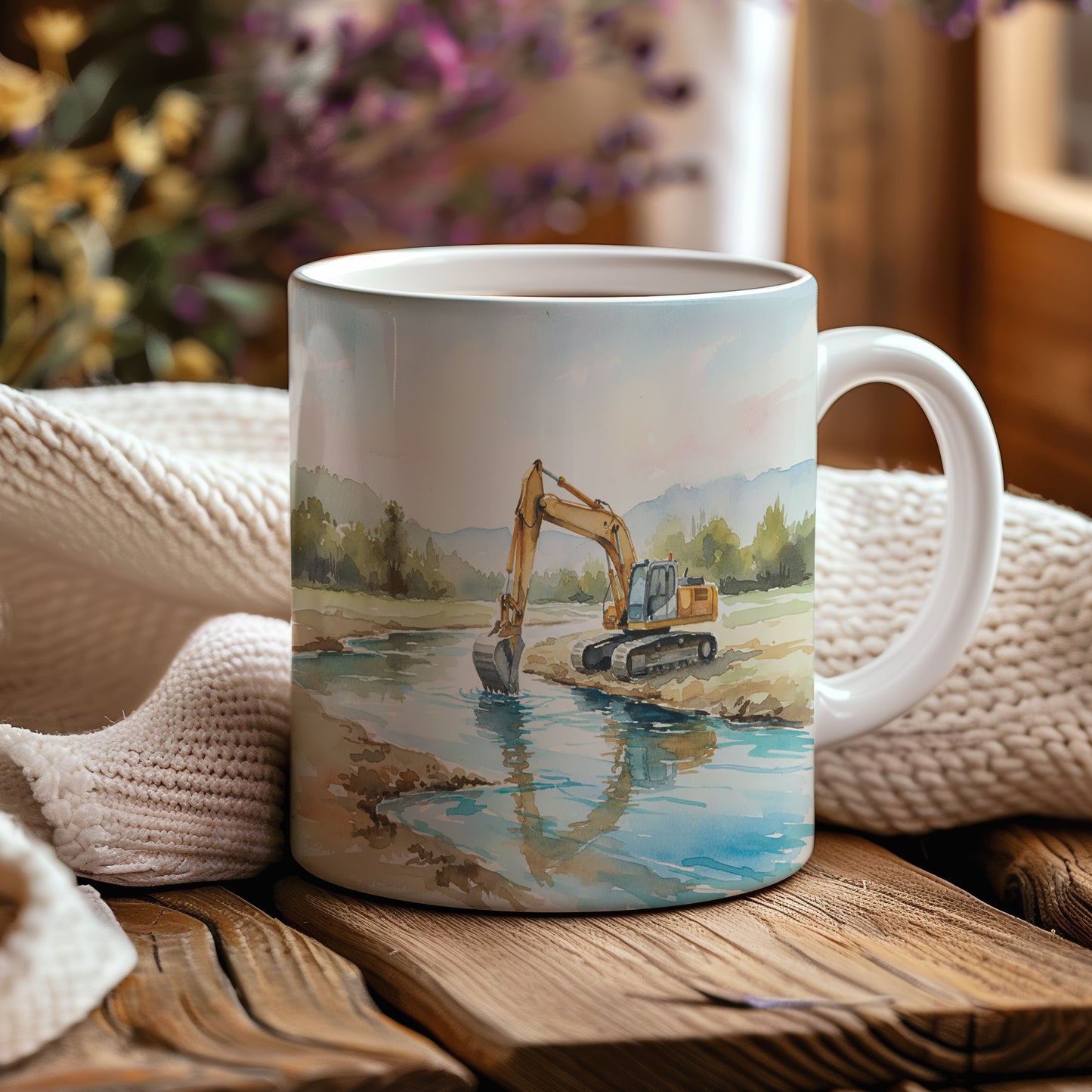 Hrnek s bagrem u potoka