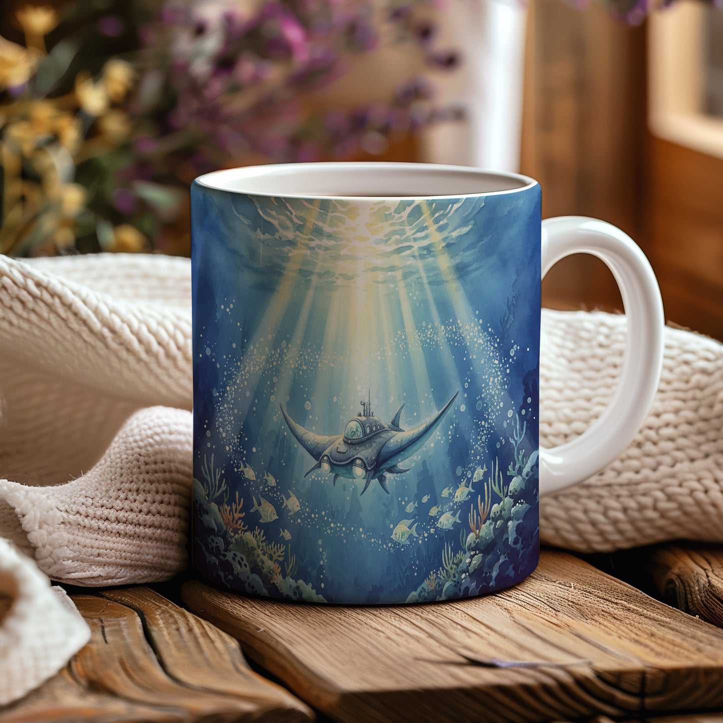 Hrnek s ponorkou v hlubinách