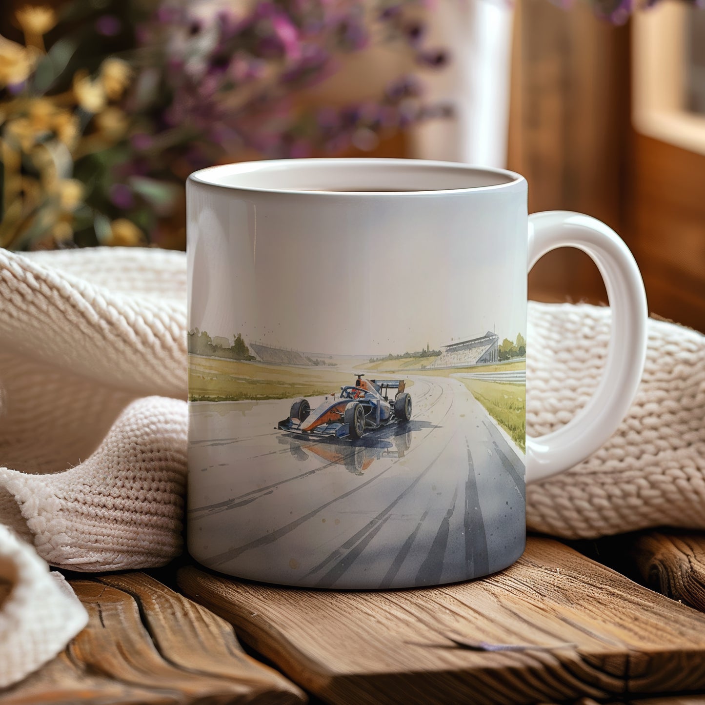 Hrnek s formulí na mokrém okruhu