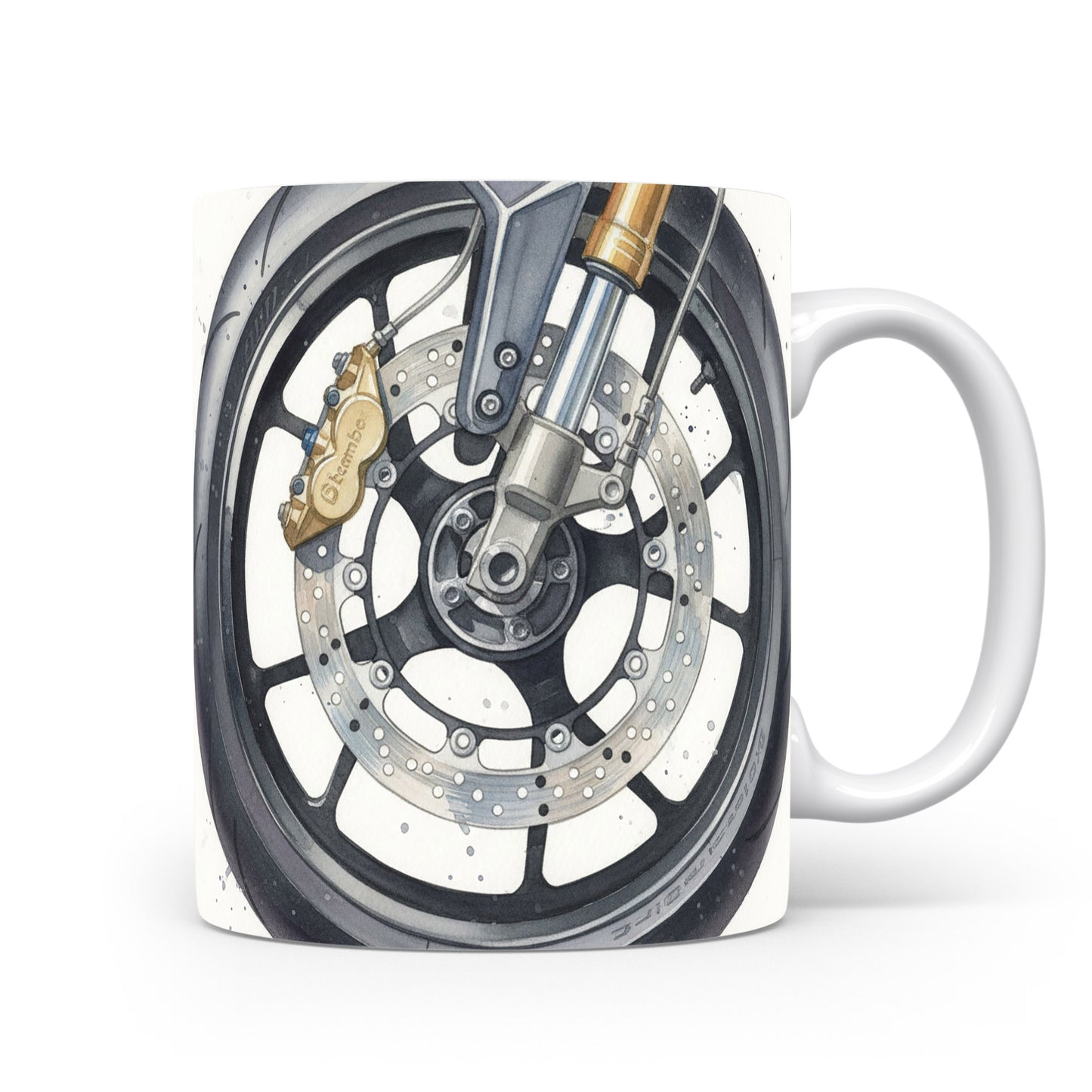 Motorka na silnici akvarel