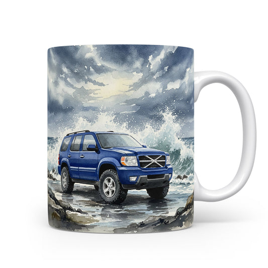 SUV u mořských vln na hrnku