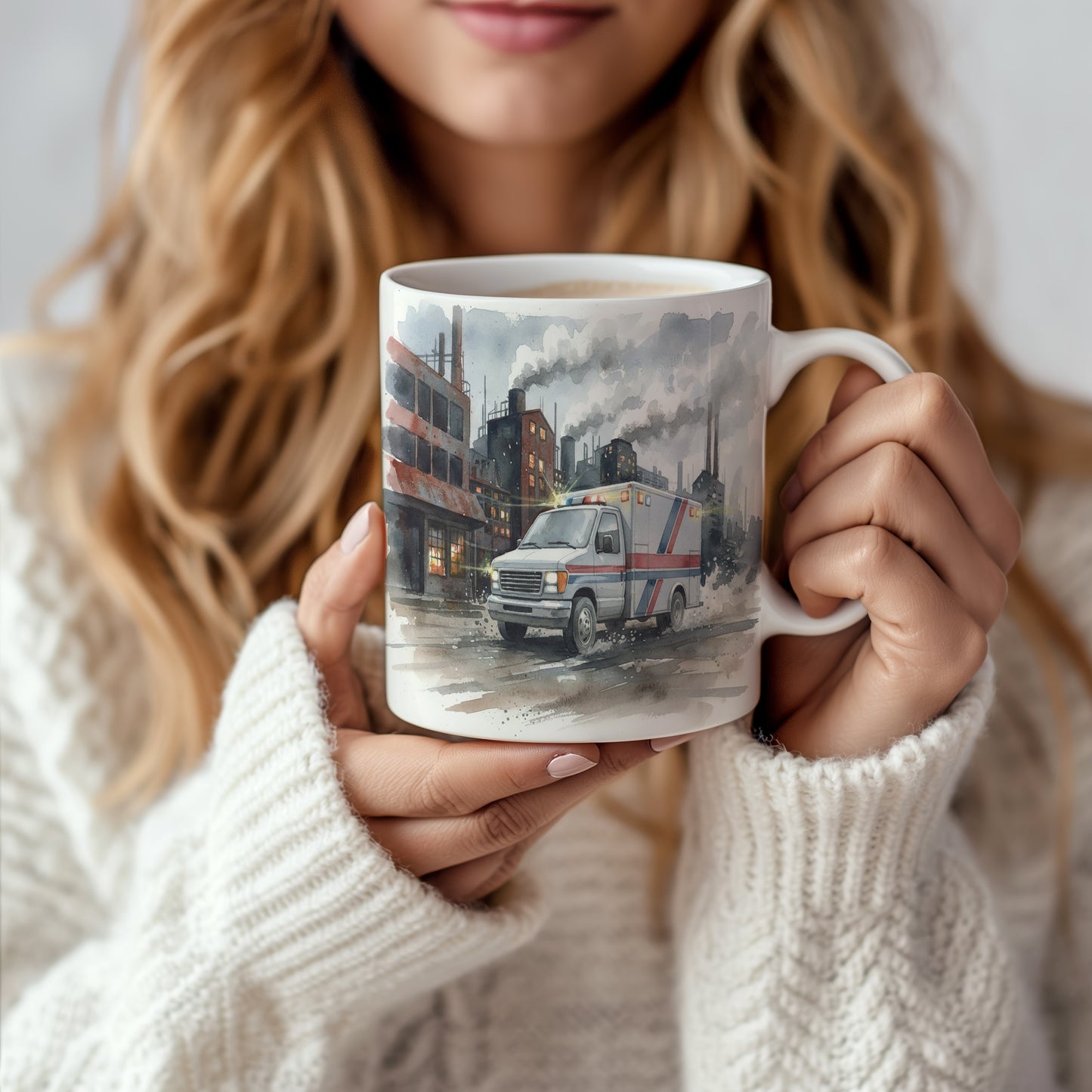 Hrnek s ambulancí v průmyslové zóně