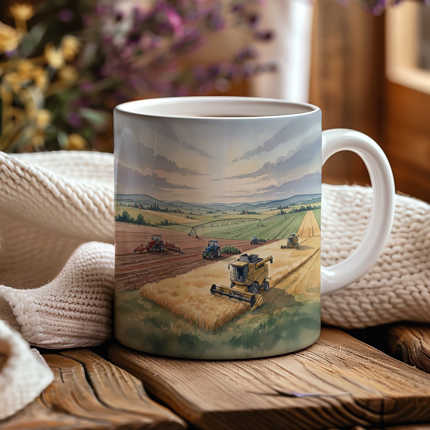 Hrnek s kombajnem na zlaté sklizni