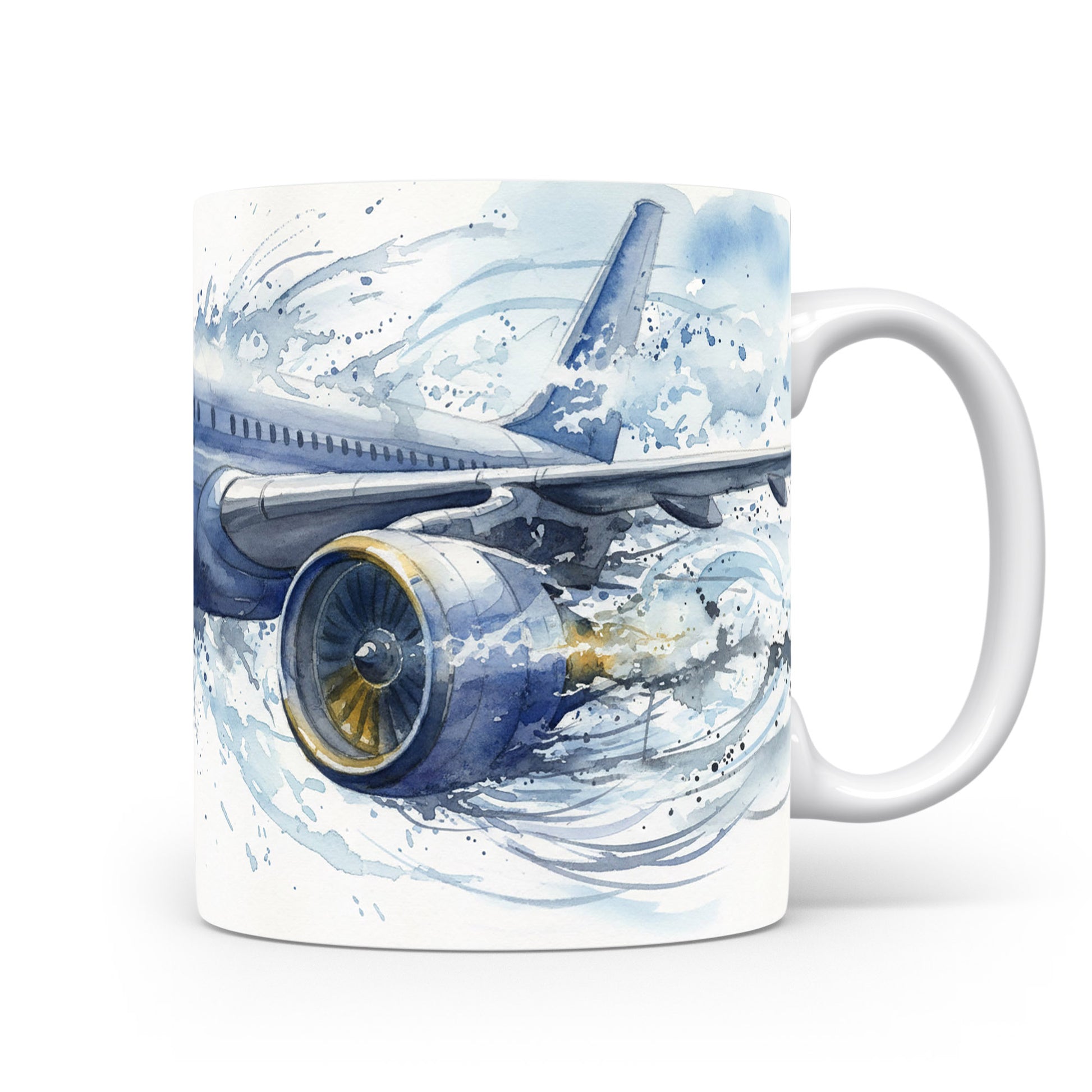 Hrnek s proudovým letadlem ve vichřici