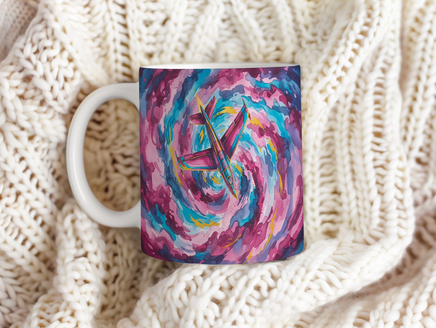 Hrnek s tryskáčem v barevném víru