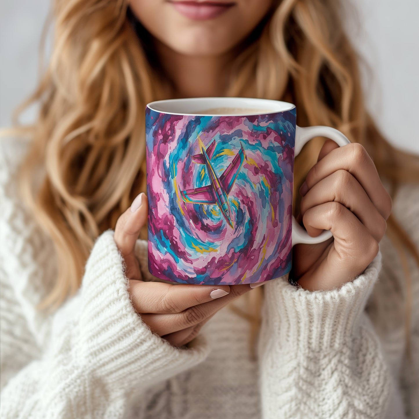 Hrnek s tryskáčem v barevném víru