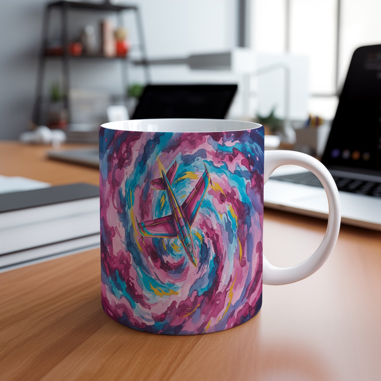 Hrnek s tryskáčem v barevném víru