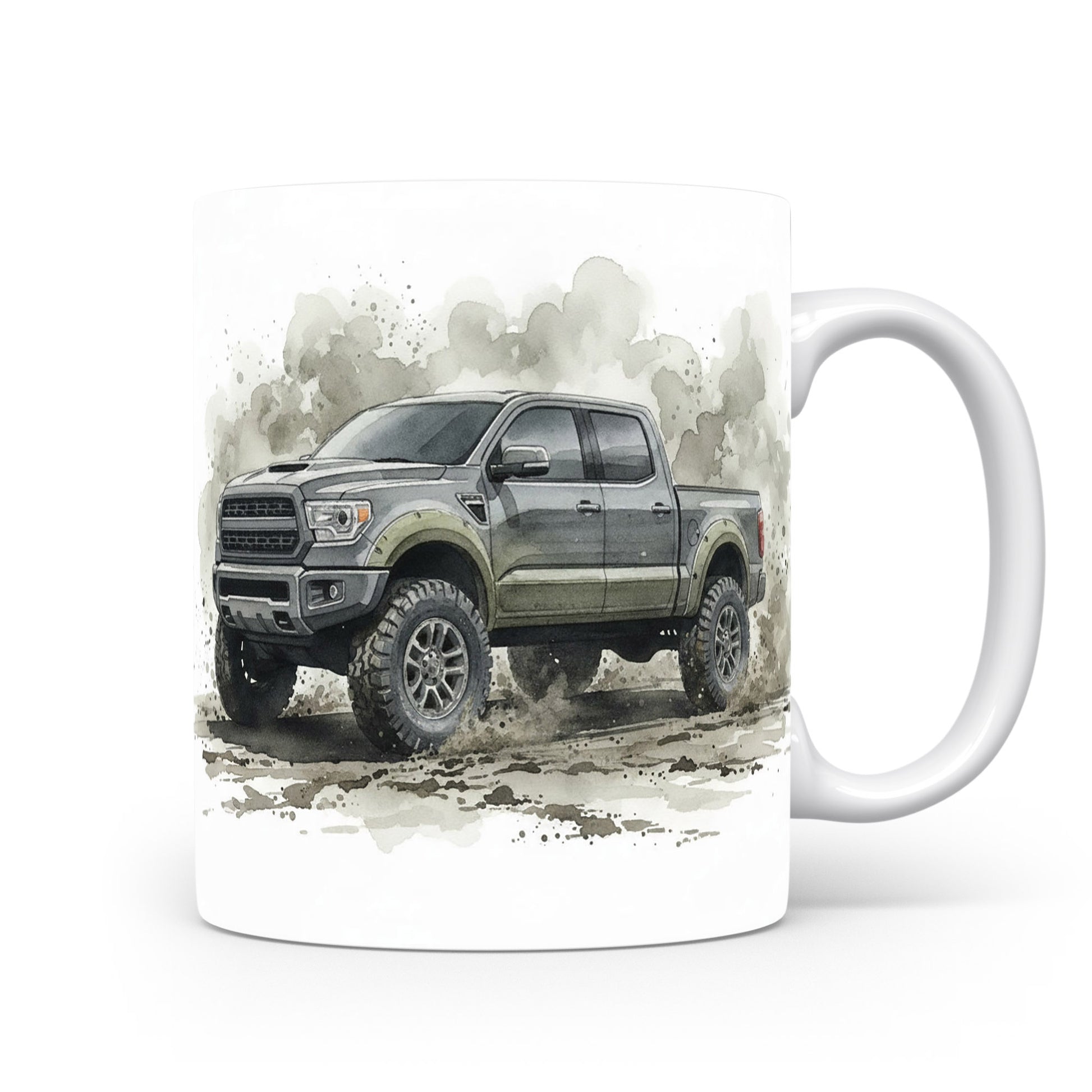 Hrnek s terénním vozem v akci