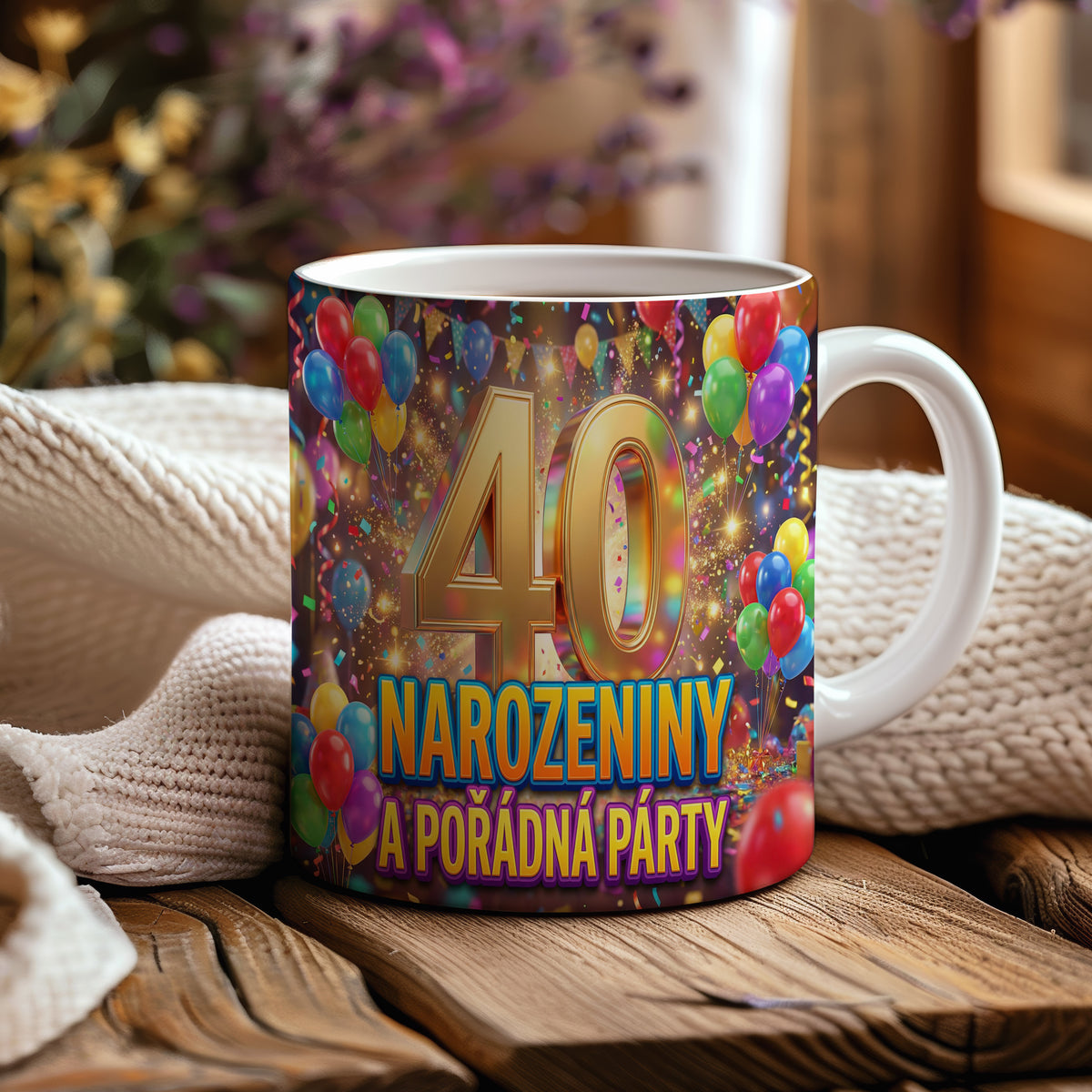 Narozeninový hrnek 40 let – NAROZENINY A POŘÁDNÁ PÁRTY