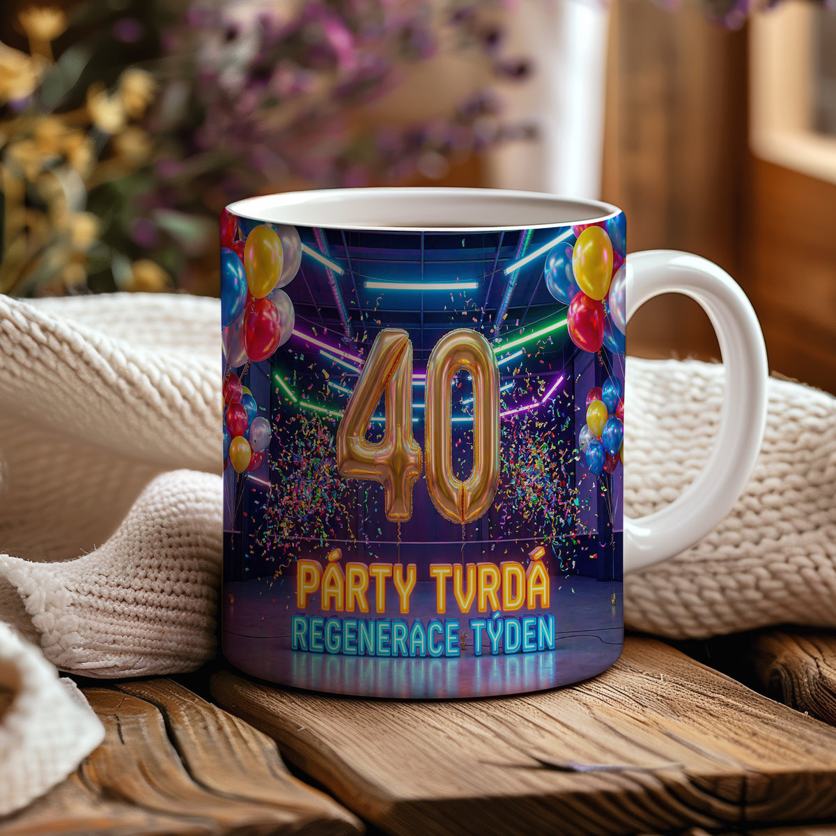 Narozeninový hrnek 40 let – PÁRTY TVRDÁ, REGENERACE TÝDEN