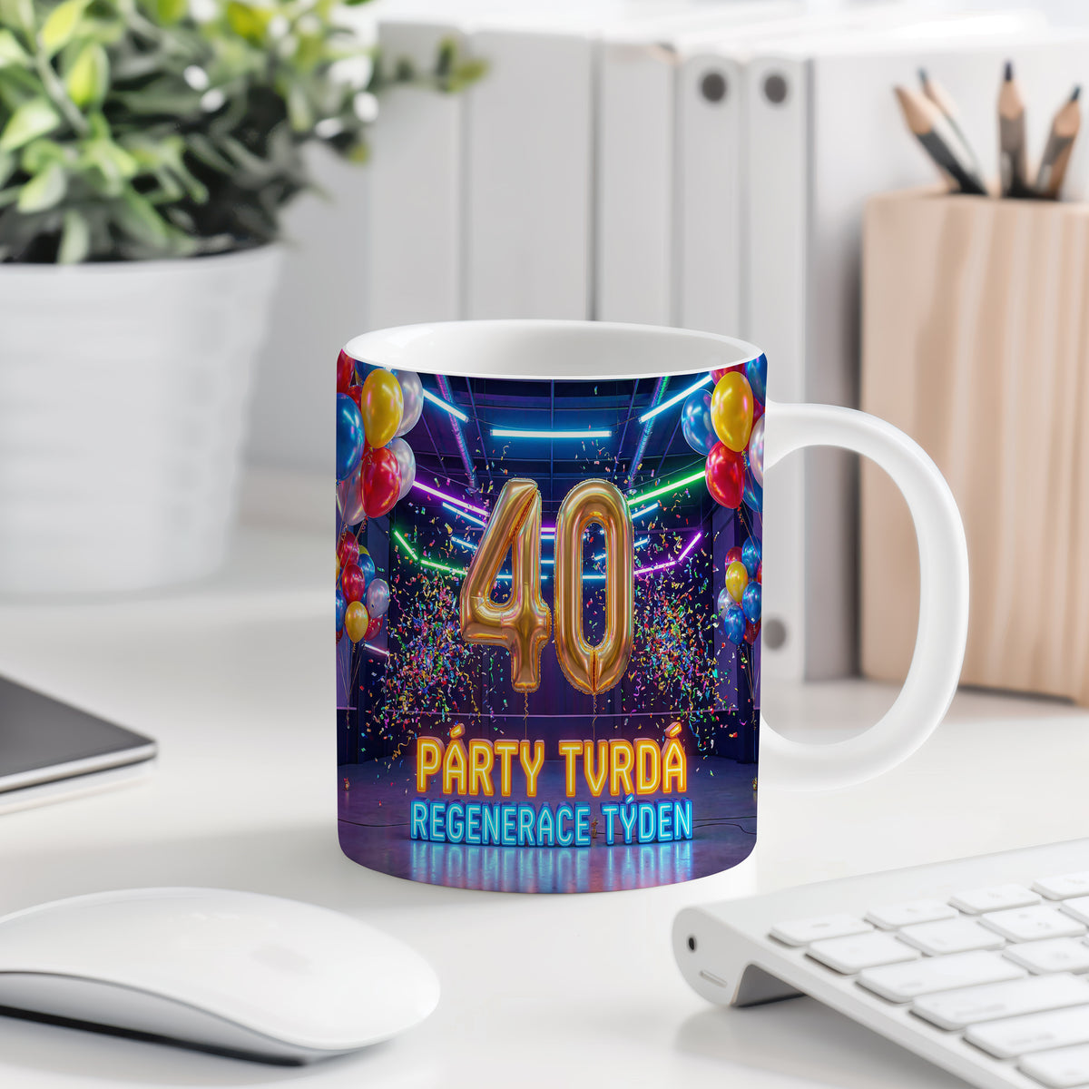 Narozeninový hrnek 40 let – PÁRTY TVRDÁ, REGENERACE TÝDEN
