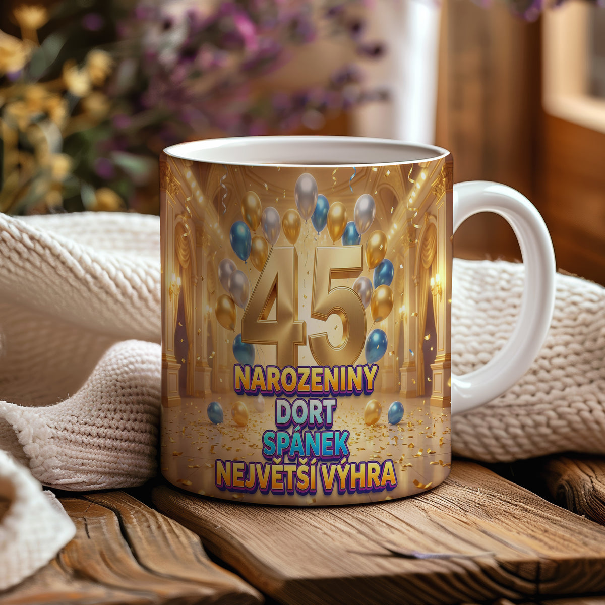 Narozeninový hrnek 45 let – NAROZENINY DORT SPÁNEK NEJVĚTŠÍ VÝHRA