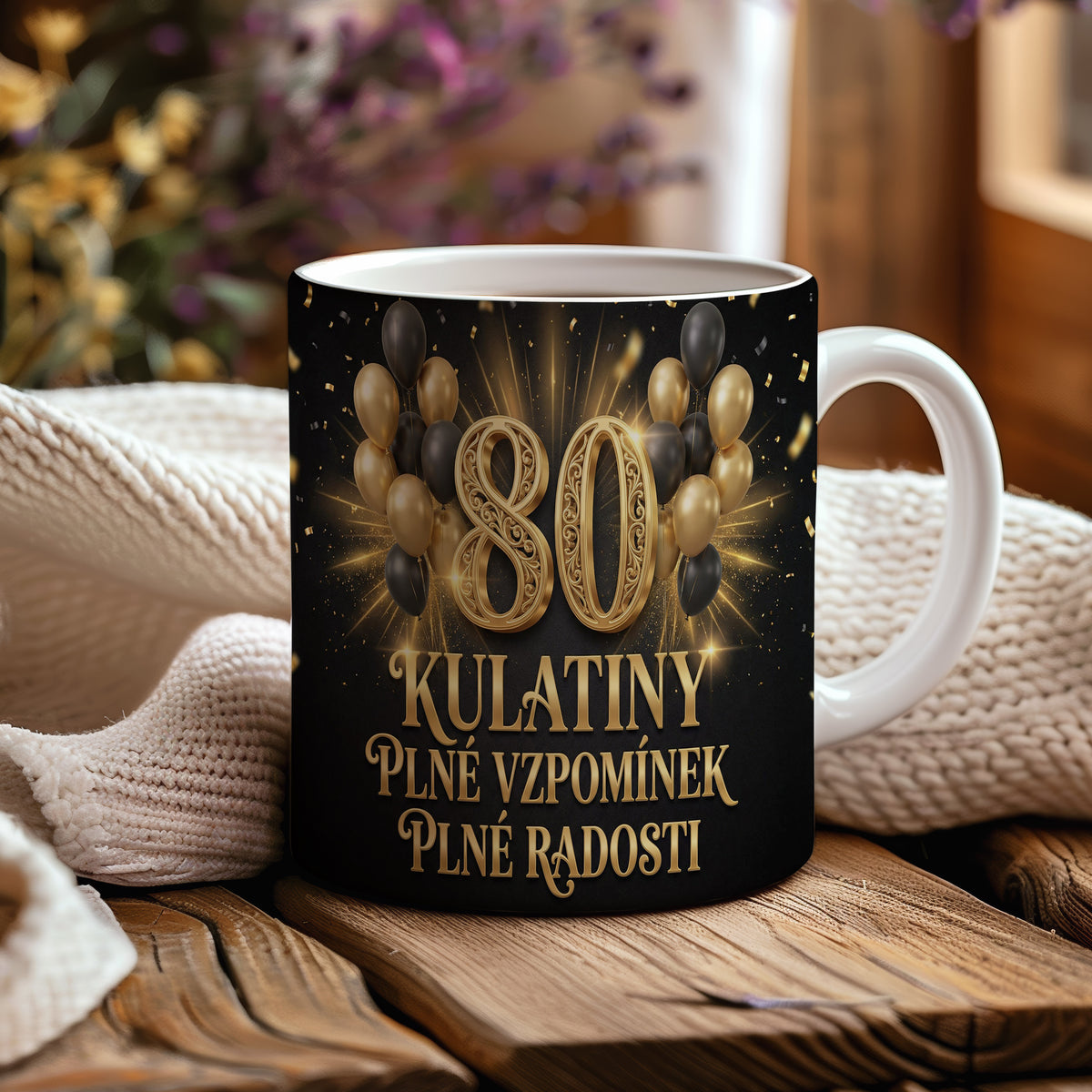 Narozeninový hrnek 80 let – KULATINY PLNÉ VZPOMÍNEK PLNÉ RADOSTI