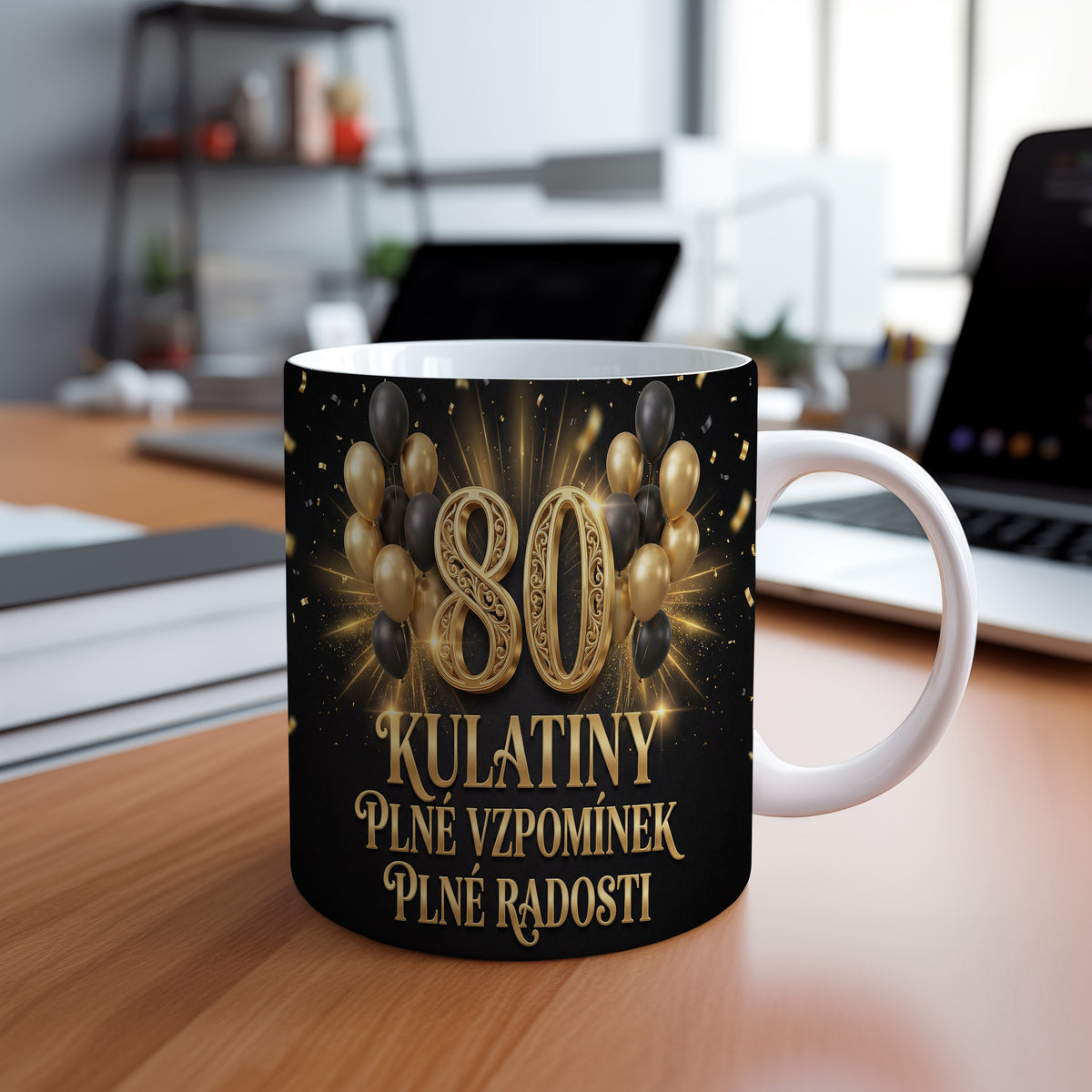 Narozeninový hrnek 80 let – KULATINY PLNÉ VZPOMÍNEK PLNÉ RADOSTI