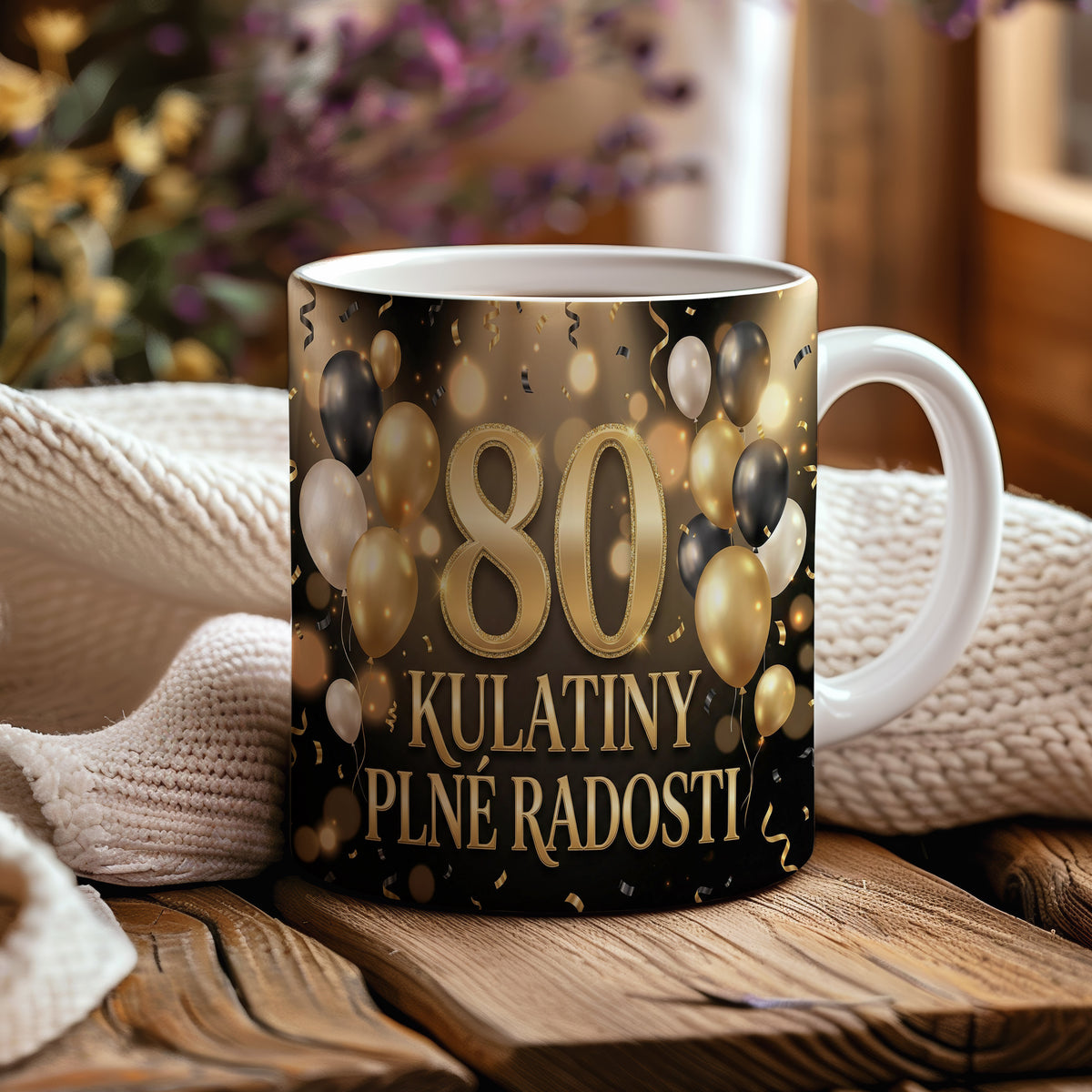Narozeninový hrnek 80 let – KULATINY PLNÉ RADOSTI