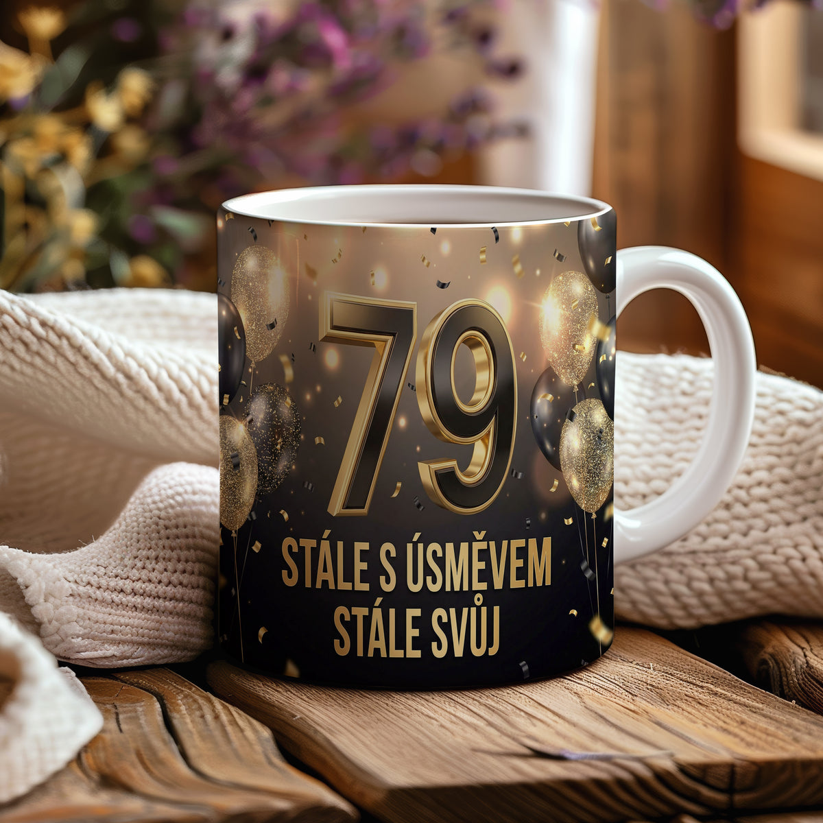 Narozeninový hrnek 79 let – STÁLE S ÚSMĚVEM STÁLE SVŮJ