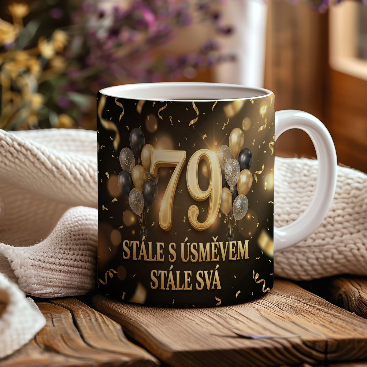 Narozeninový hrnek 79 let – STÁLE S ÚSMĚVEM STÁLE SVÁ