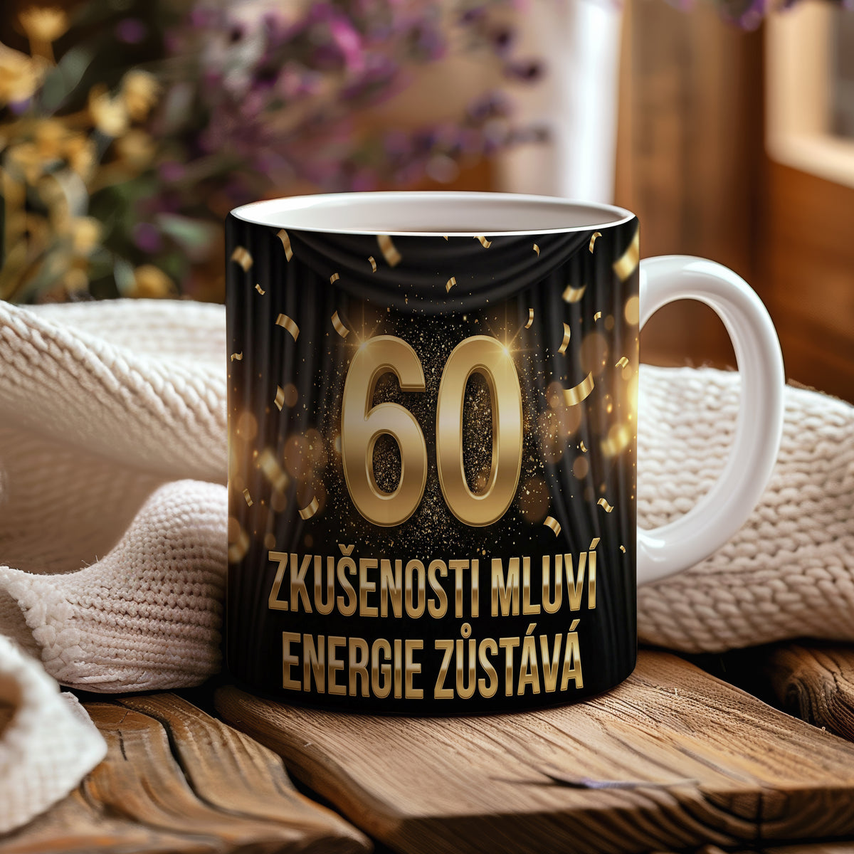 Narozeninový hrnek 60 let – ZKUŠENOSTI MLUVÍ, ENERGIE ZŮSTÁVÁ