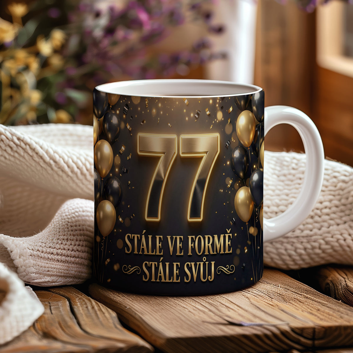 Narozeninový hrnek 77 let – STÁLE VE FORMĚ STÁLE SVŮJ
