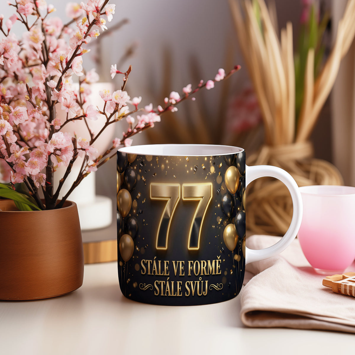 Narozeninový hrnek 77 let – STÁLE VE FORMĚ STÁLE SVŮJ