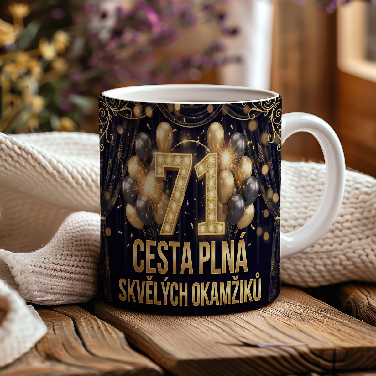 Narozeninový hrnek 71 let – CESTA PLNÁ SKVĚLÝCH OKAMŽIKŮ