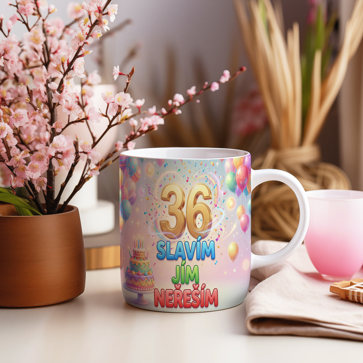 Narozeninový hrnek 36 let – SLAVÍM JÍM NEŘEŠÍM