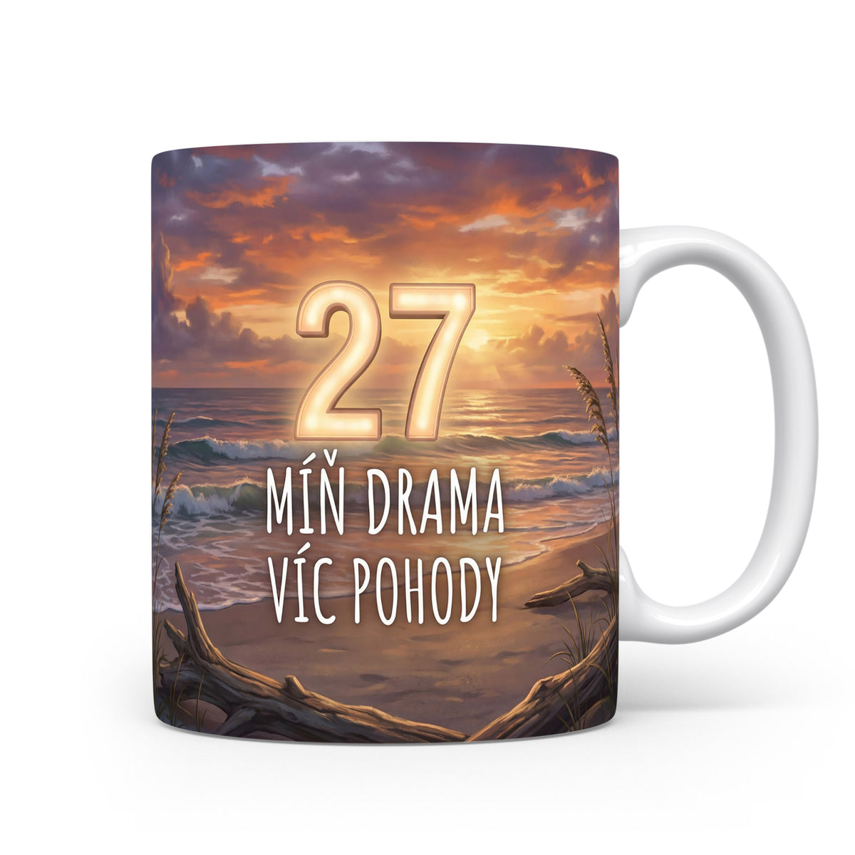 Hrnček s nápisem MÍŇ DRAMA VÍC POHODY
