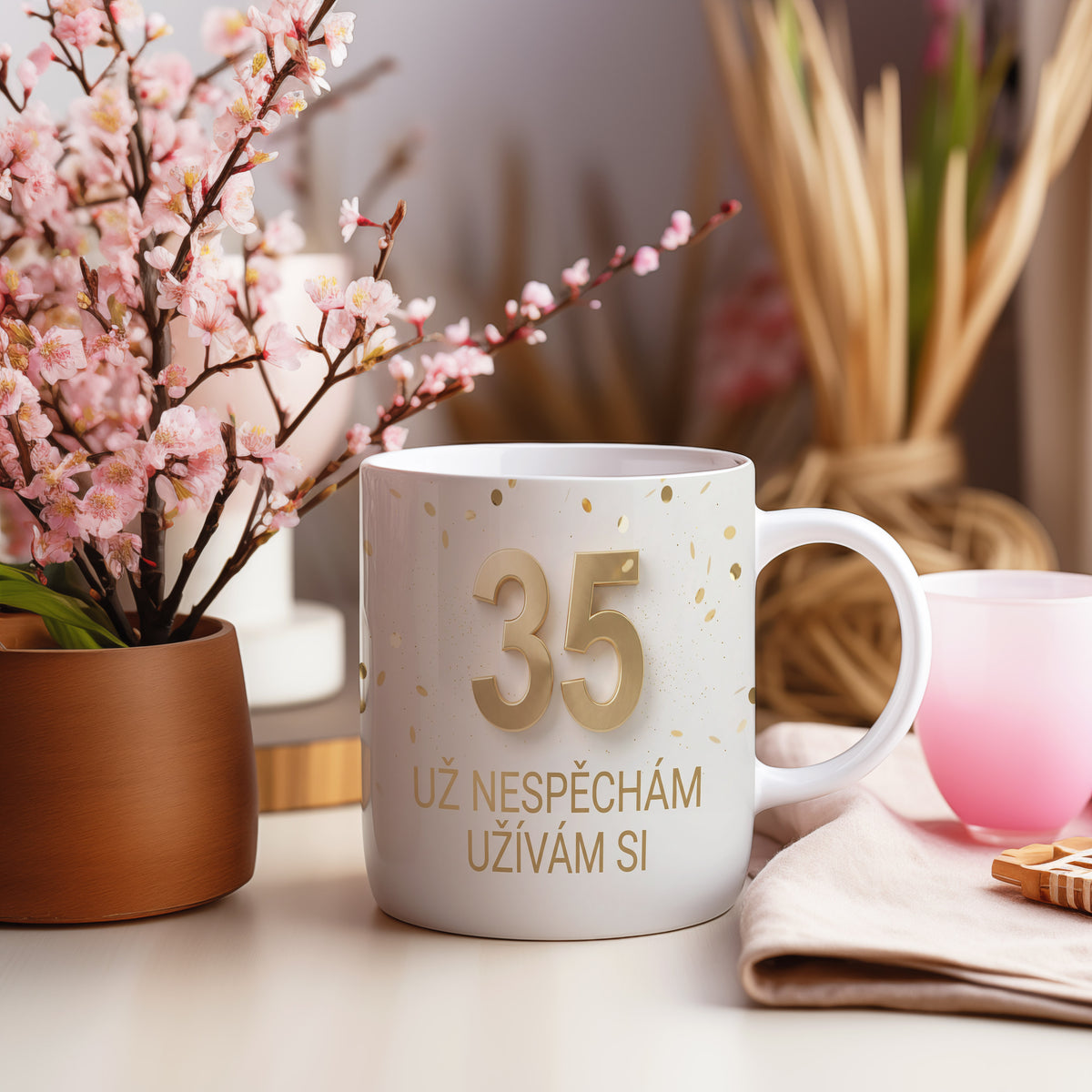 Narozeninový hrnek 35 let – UŽ NESPĚCHÁM UŽÍVÁM SI