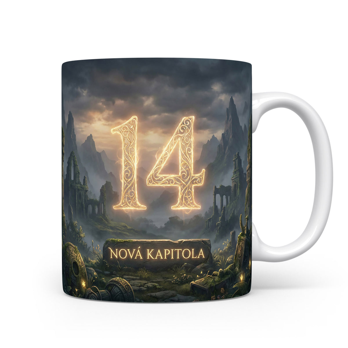 Hrnček s věkem 14 a sloganem Nová kapitola