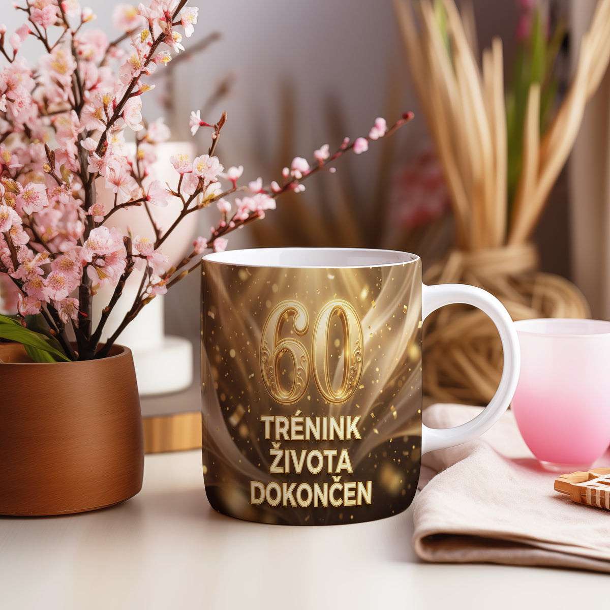 Narozeninový hrnek 60 let – TRÉNINK ŽIVOTA DOKONČEN