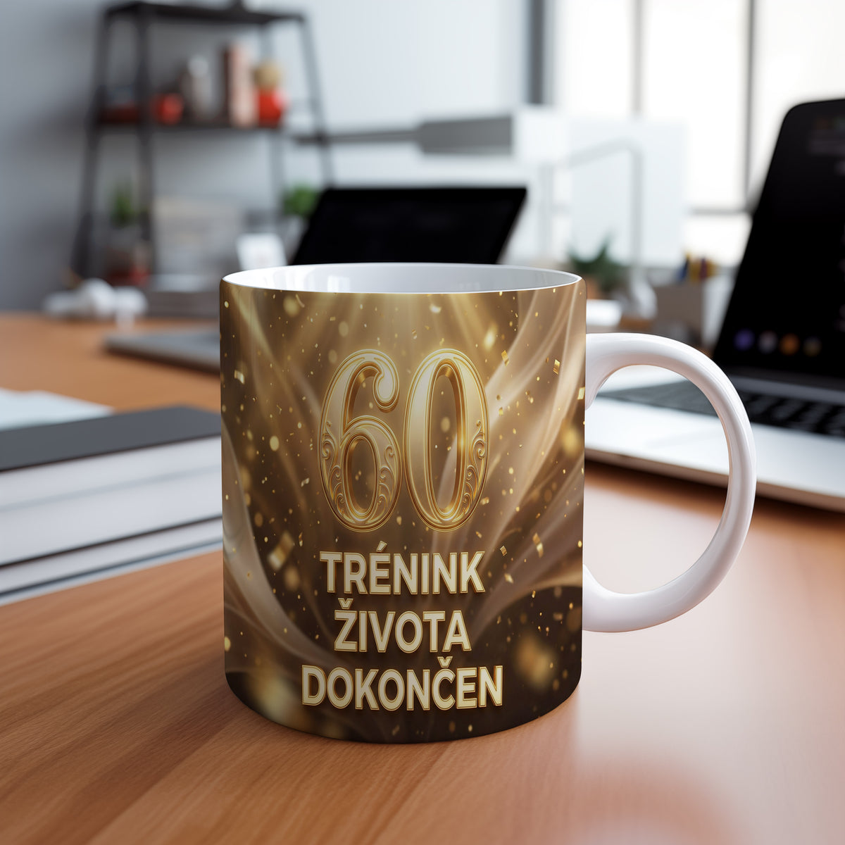 Narozeninový hrnek 60 let – TRÉNINK ŽIVOTA DOKONČEN