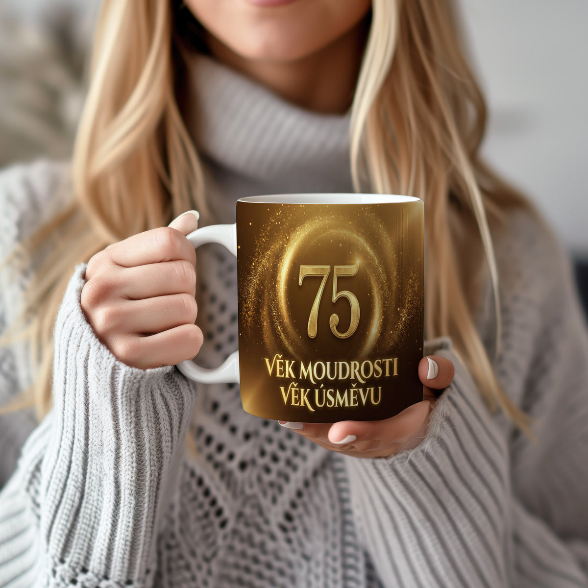 Narozeninový hrnek 75 let – VĚK MOUDROSTI VĚK ÚSMĚVU